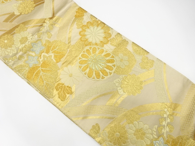 JAPANESE KIMONO / ANTIQUE FUKURO OBI / SILK / WOVEN ABSTRACT SEIGAIHA